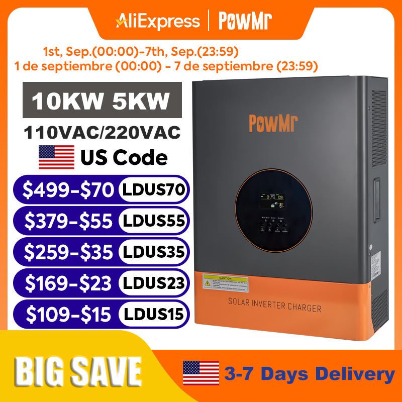Drone Solar Charger - PowMr 10KW 5KW スプリットフェーズインバーター 48V 110Vまたは220V